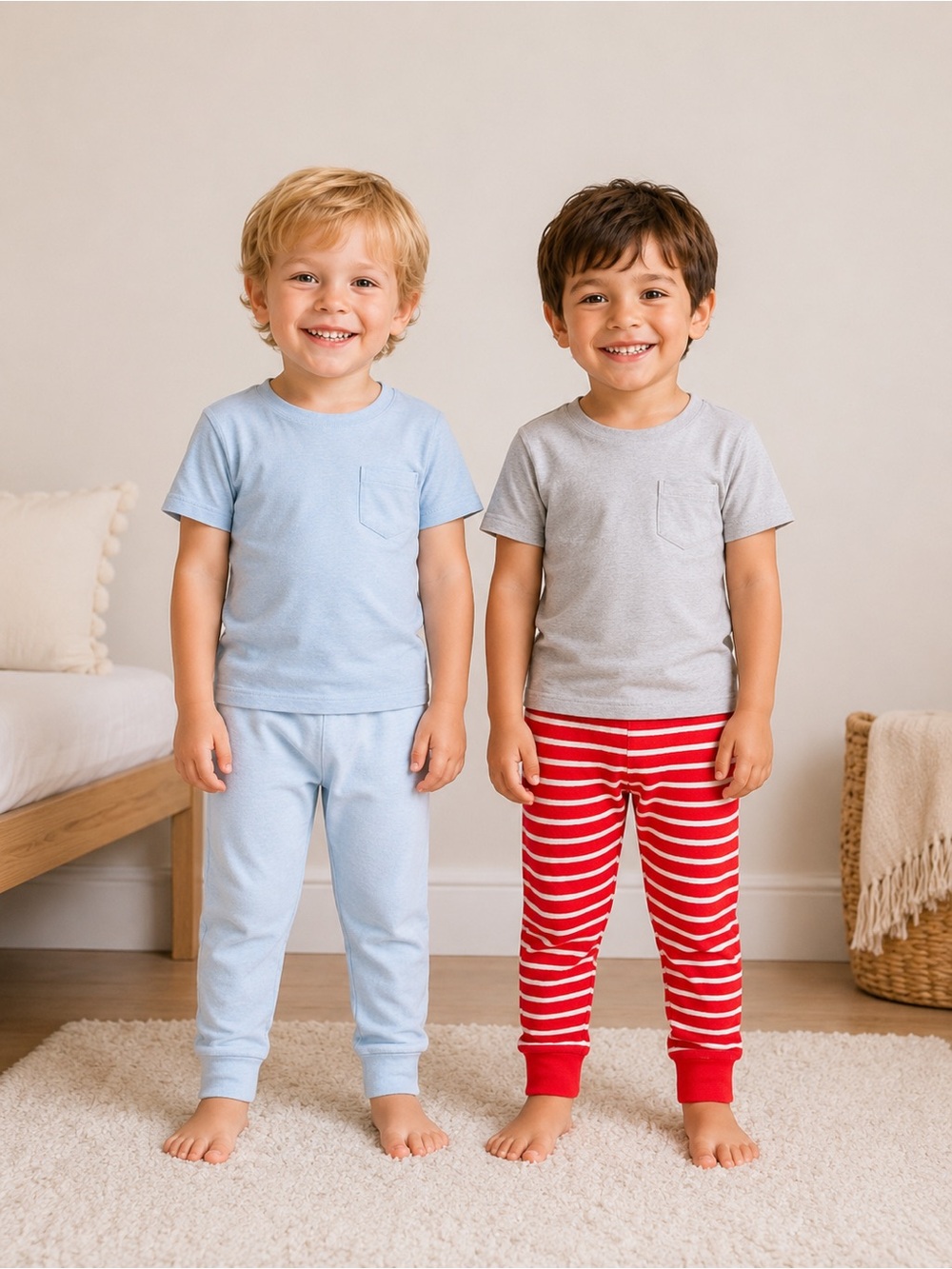 Old Navy 100% Cotton PJ Pants 2-PACK Light Blue & Candy Cane